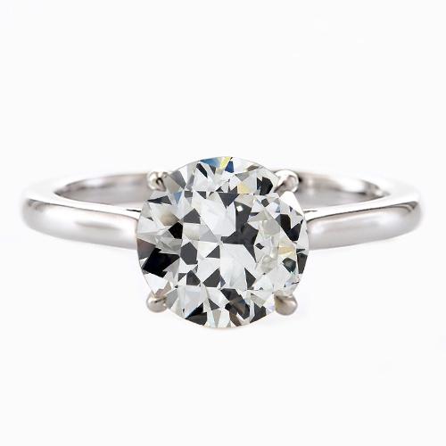 Solitärring Old Cut Runden Natürliche Diamant 14K Weißgold Schmuck 2 Karat