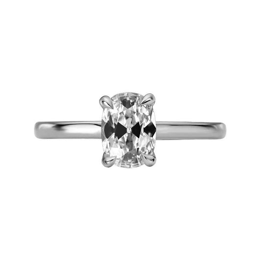 Solitärring Ovaler Alter Minenschliff Echt Diamant 4 Krappen Set 3 Karat
