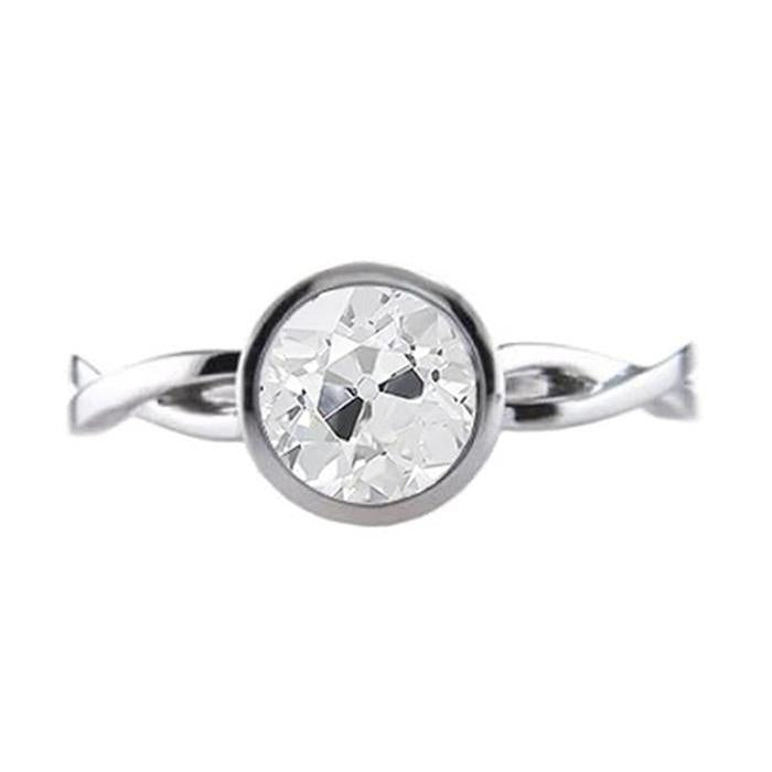 Solitärring Rund Alter Bergmann Echt Diamant Twisted Style 1,25 Karat