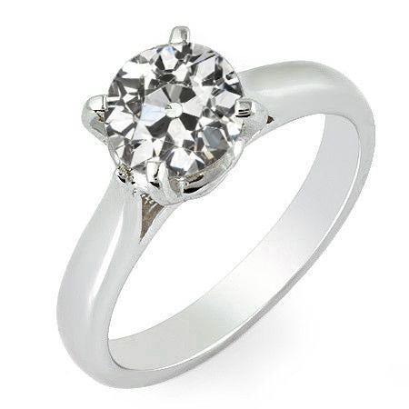 Solitärring Rund Alter Minenschliff Naturlich Diamant Damenschmuck 2 Karat - harrychadent.ch
