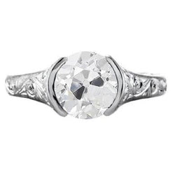 Solitärring Runder Alter Bergmann Echt Diamant Halblünette Set 1,75 Karat
