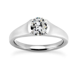 Solitärring Runder Alter Bergmann Naturliche Diamant Halblünette Set 2 Karat