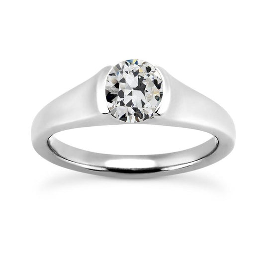 Solitärring Runder Alter Bergmann Naturliche Diamant Halblünette Set 2 Karat