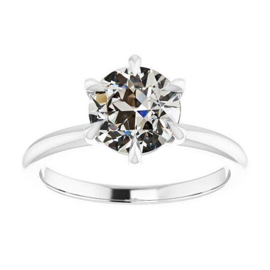Solitärring Runder Alter Minenschliff Echt Diamant 6 Zinken Set 3 Karat - harrychadent.ch