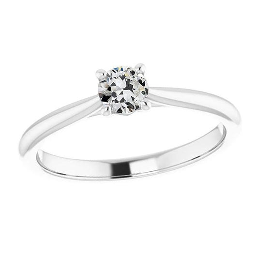 Solitärring Runder Alter Minenschliff Echt Diamant Mit Konischem Schaft 1 Karat