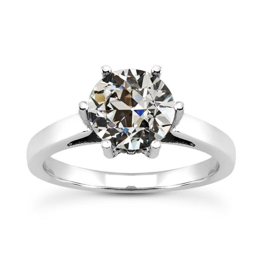 Solitärring Runder Altschliff Echt Diamant 6 Krappen Set Schmuck 2,50 Karat