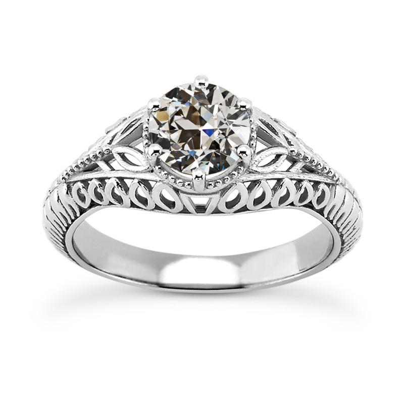 Solitärring Runder Altschliff Naturliche Diamant Vintage-Stil 1.50 Karat - harrychadent.ch