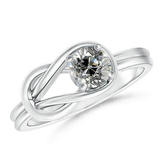 Solitärring mit rundem Echt Diamanten im alten europäischen 2 Karat Knotenstil - harrychadent.ch