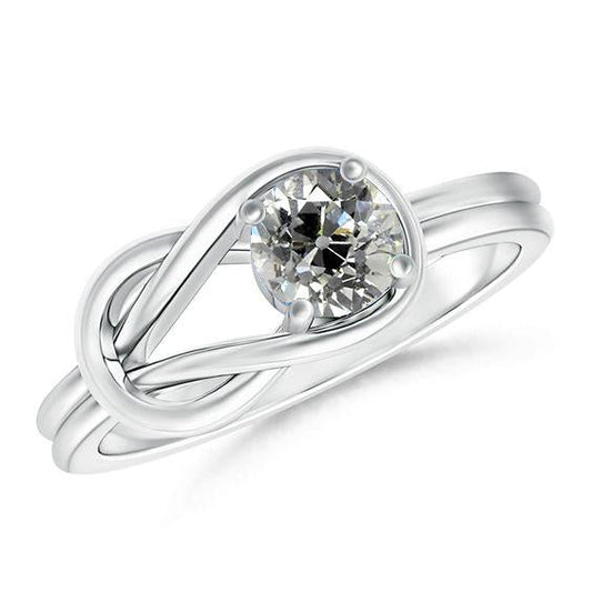 Solitärring mit rundem Echt Diamanten im alten europäischen 2 Karat Knotenstil - harrychadent.ch