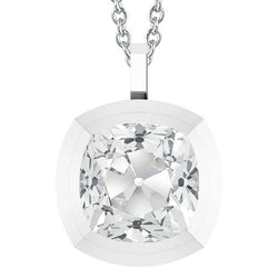 Solitaire Echt Diamant Anhänger Kissen Alter Bergmann 5 Karat Weißgold 14K