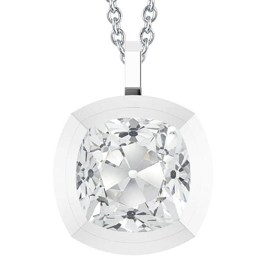 Solitaire Echt Diamant Anhänger Kissen Alter Bergmann 5 Karat Weißgold 14K