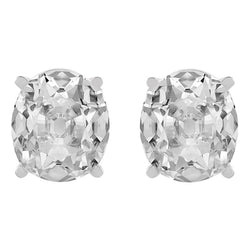 Solitaire Gold Echt Diamant Ohrstecker Oval Old Cut Ohrringe 10 Karat Krappenset