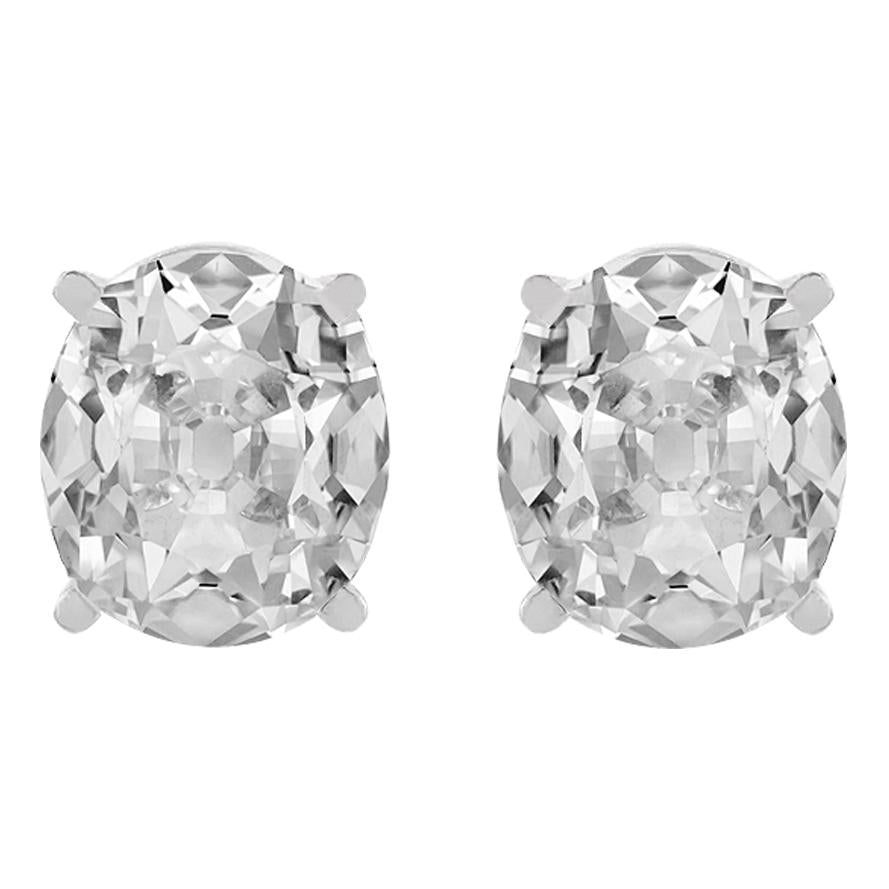 Solitaire Gold Echt Diamant Ohrstecker Oval Old Cut Ohrringe 10 Karat Krappenset - harrychadent.ch