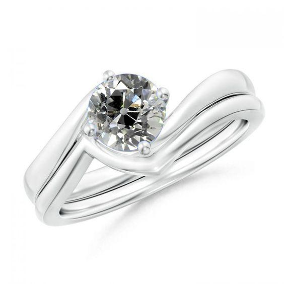 Solitaire Gold Verlobungsring Band Set Rund Old Mine Cut Diamant Echt 1,50 Karat - harrychadent.ch