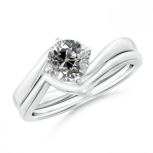 Solitaire Gold Verlobungsring Band Set Rund Old Mine Cut Diamant Echt 1,50 Karat - harrychadent.ch