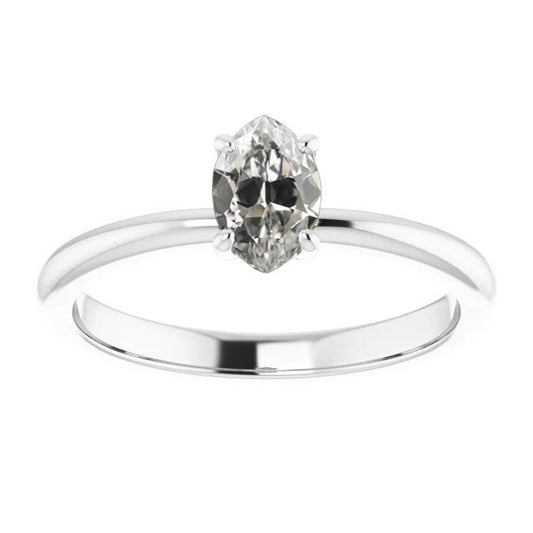 Solitaire Marquise Alter Bergmann Echt Diamant Jubiläumsring 1 Karat Weißgold