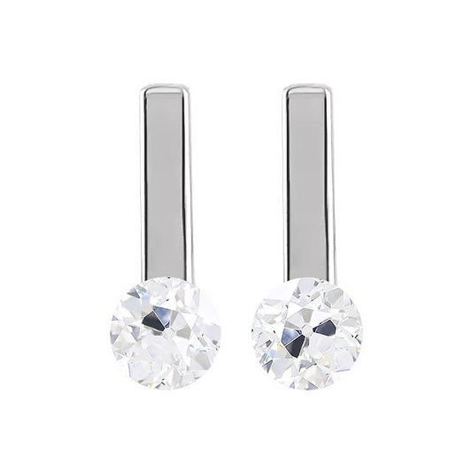 Solitaire Ohrringe Rund Alter Bergmann Echt Diamanten 3 Karat Weißgold - harrychadent.ch