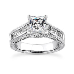 Square Cut Alter Bergmann Echt Diamant-Ringkanal-Set Milgrain 5 Karat