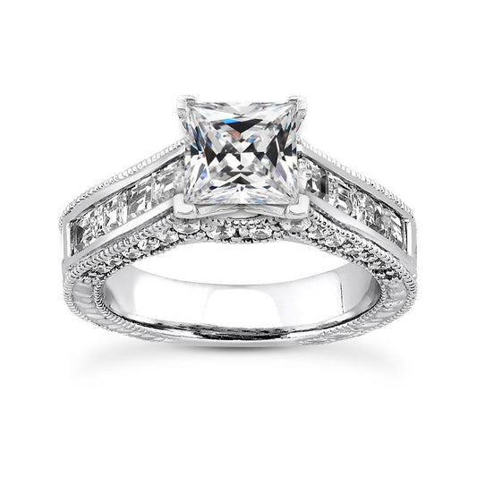Square Cut Alter Bergmann Echt Diamant-Ringkanal-Set Milgrain 5 Karat