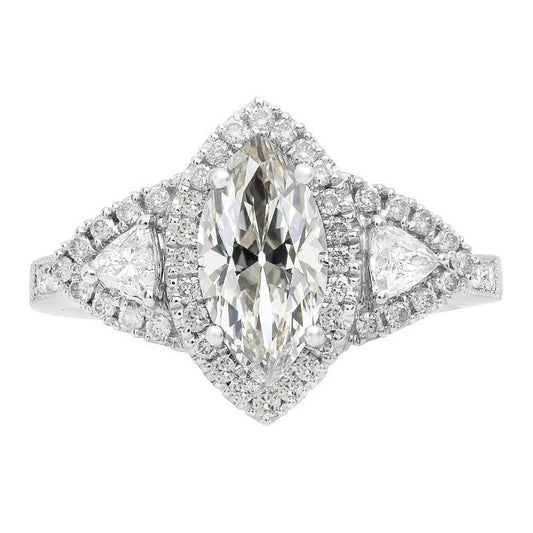 Trillion & Marquise Alter Bergmann Naturlich Diamant Halo Ring 9,50 Karat Gold - harrychadent.ch