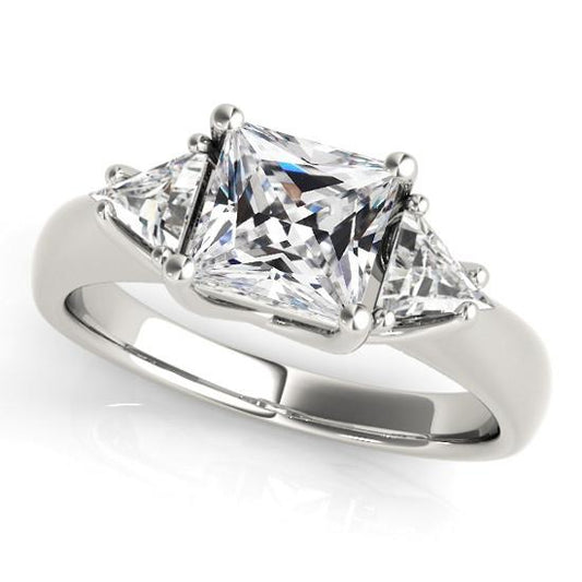 Trillion & Square Cut Old European Echt Diamant 3 Stone Ring 5,50 Karat