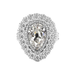 Triple Halo Ehering Birne Alter Bergmann Natürliche Diamant 5 Karat Blumenstil