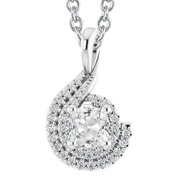 Twisted Style Halo Echt Diamant Anhänger Kissen Alter Bergmann 5 Karat Gold 14K