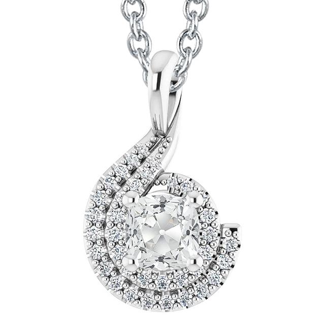 Twisted Style Halo Echt Diamant Anhänger Kissen Alter Bergmann 5 Karat Gold 14K - harrychadent.ch