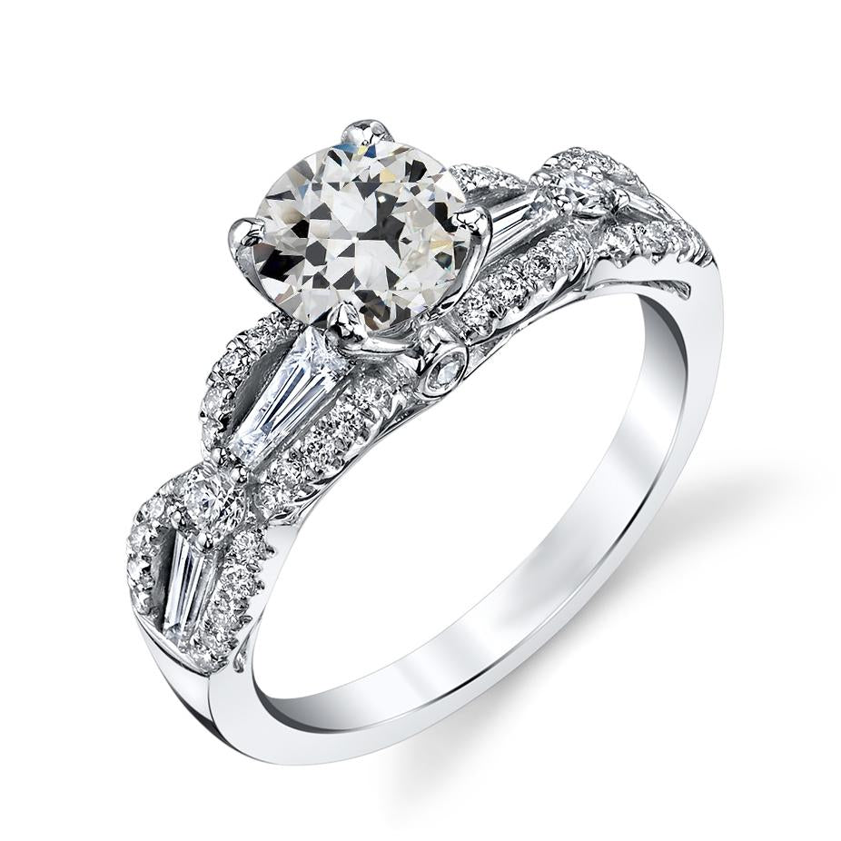 Verjüngter Baguette- Und Runder Ehering Mit Altem Minenschliff Echt Diamant 7 Karat - harrychadent.ch