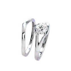 Verlobungsring-Set Old Cut Runden Echt Diamant Split Shank 1 Karat