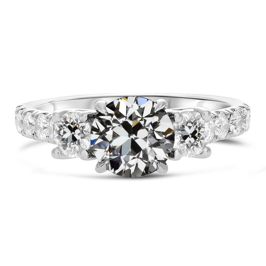 Verlobungsring Alter Minenschliff Naturliche Diamant 3 Steine Stil 8.50 Karat