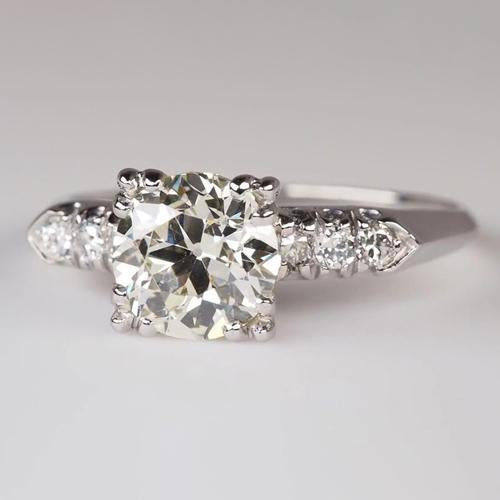 Verlobungsring Dreier-Krapfen-Set Rund Alter Bergmann Echt Diamanten 2,50 Karat