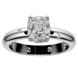Verlobungsring Old Cut Kissen Echt Diamant 4,75 Karat Bündige Fassung