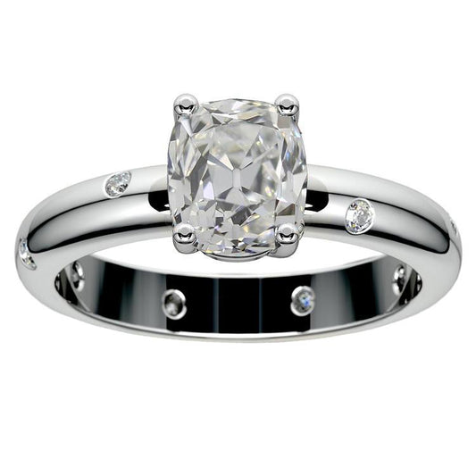 Verlobungsring Old Cut Kissen Echt Diamant 4,75 Karat Bündige Fassung
