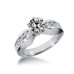 Verlobungsring Runder Altschliff Echt Diamant Gold Kanal Set 2,50 Karat
