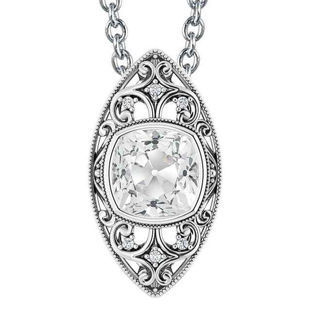 Vintage-Stil Echt Diamant Anhänger Lünette Set Kissen Old Cut 5,50 Karat - harrychadent.ch