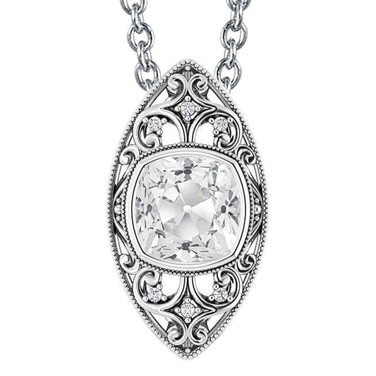 Vintage-Stil Echt Diamant Anhänger Lünette Set Kissen Old Cut 5,50 Karat - harrychadent.ch