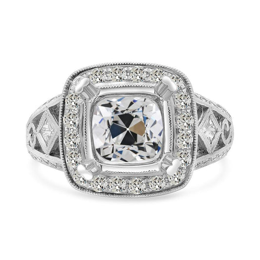 Vintage-Stil Echt Diamant Kissen Old Cut Halo Ring Lünette Set 5,50 Karat - harrychadent.ch