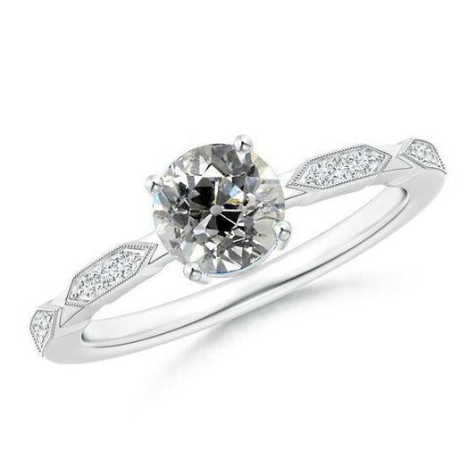 Vintage-Stil Echt Diamantring Runder Altschliff 2 Karat Weißgold - harrychadent.ch