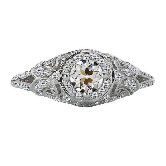 Vintage-Stil Runder Alter Minenschliff Echt Diamant Halo Ehering 3,50 Karat - harrychadent.ch