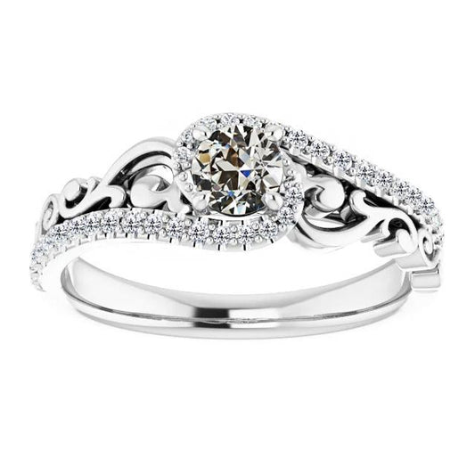 Vintage-Stil Runder Alter Minenschliff Echt Diamantring 14K Gold 3 Karat