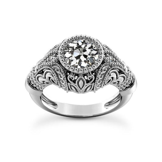 Vintage-Stil Runder Altschliff Naturliche Diamant-Verlobungsring 1,75 Karat