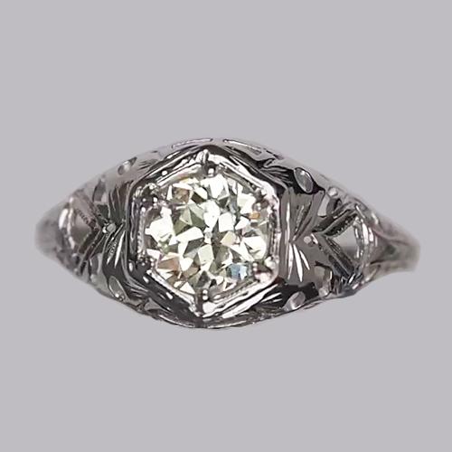 Vintage-Stil Solitärring runder alter Minenschliff Echt Diamant 1,25 Karat - harrychadent.ch