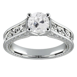 Vintage-Stil Solitaire Old Cut Echt Diamantring 2 Karat Filigranes Gold