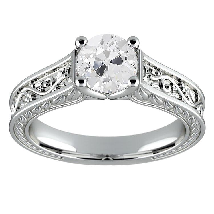 Vintage-Stil Solitaire Old Cut Echt Diamantring 2 Karat Filigranes Gold