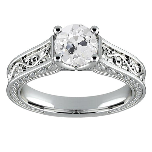 Vintage-Stil Solitaire Old Cut Echt Diamantring 2 Karat Filigranes Gold