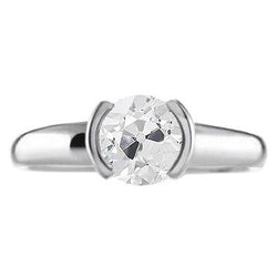 Vintage-Stil Solitaire Ring alter Bergmann Echt Diamant halbe Lünette Set 1,25 Karat