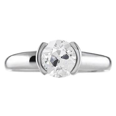 Vintage-Stil Solitaire Ring alter Bergmann Echt Diamant halbe Lünette Set 1,25 Karat - harrychadent.ch