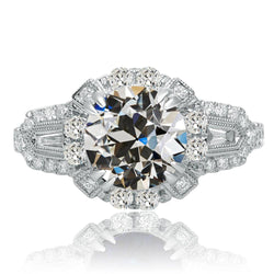 Vintage Stil Baguette & Runder Altschliff Echt Diamant Ring Krappen Set 8 Karat