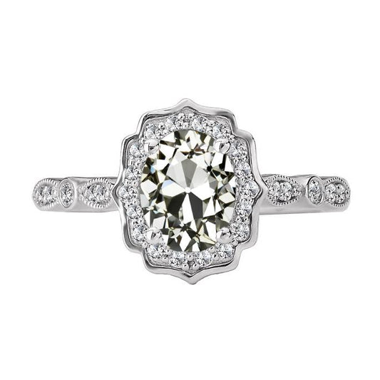 Vintage Stil Halo Ring Rund & Oval Altschliff Echt Diamant 5,50 Karat